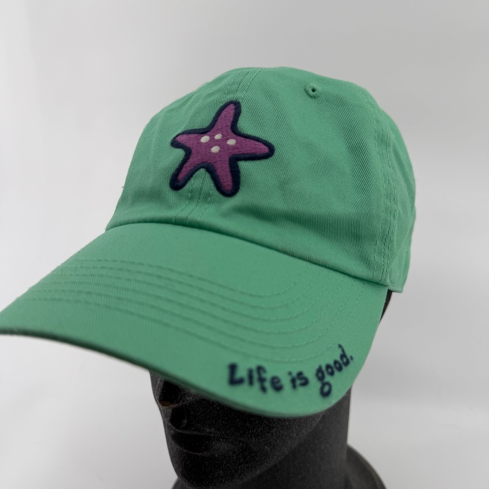 Life is Good Starfish Baseball Cap Green Cotton Adjustable Hat